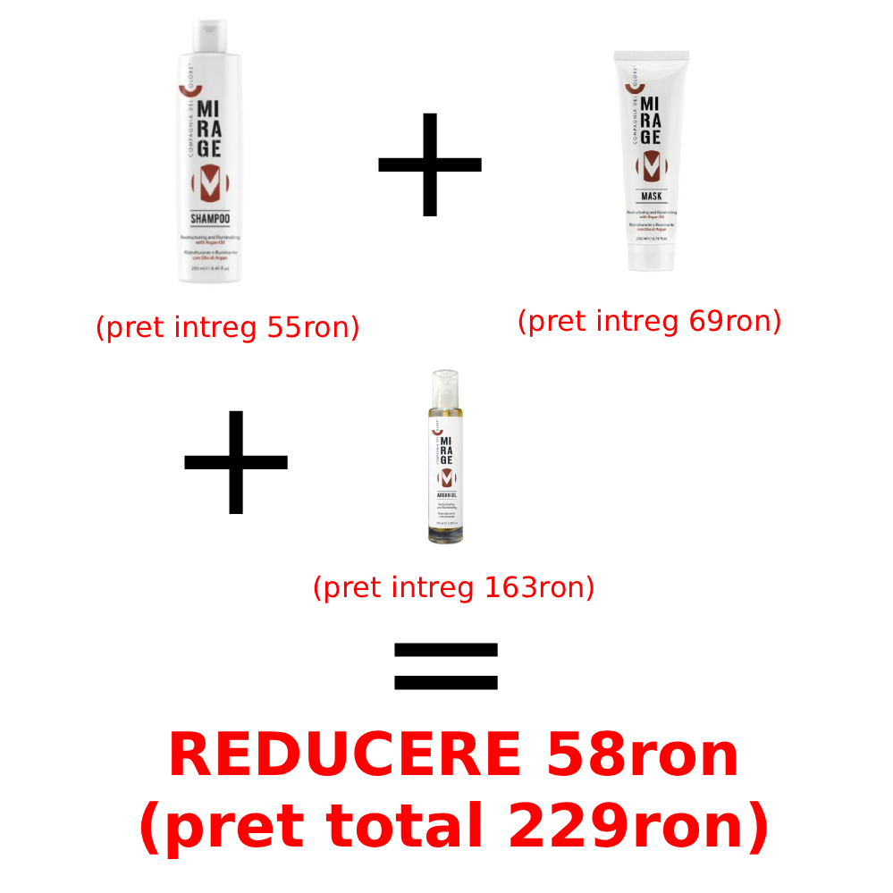 Pachet Mirage Argan Oil Sampon + Masca + Ulei negras