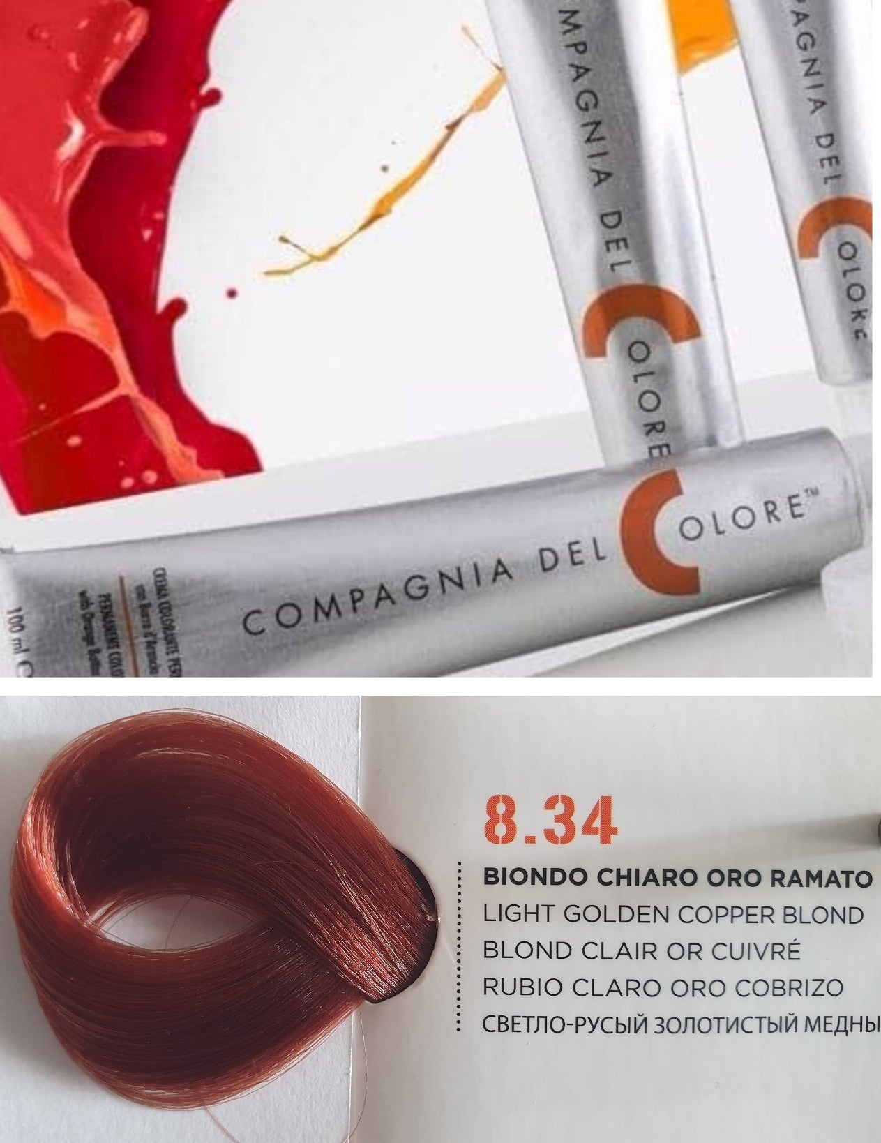 Vopsea pentru par Cupru Blond Auriu - DESCHIS 8.34 100ml